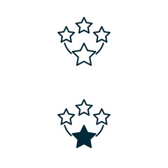 Set of Star icon in line style. Vector