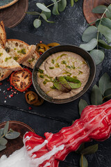 food on a dark background