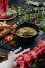 food on a dark background