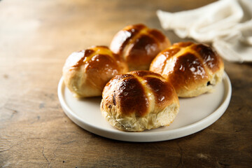 Traditional homemade hot cross buns