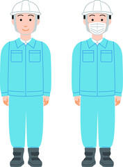 作業員の男性のイラスト（アウトラインなし）