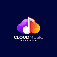 cloud music gradient logo design
