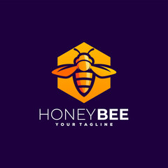 honey bee gradient logo design