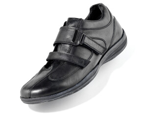 black leather man shoe isolated