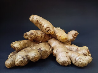 ginger root on black background
