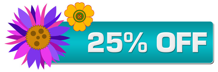 Discount Twenty Five Percent Off Turquoise Floral Left Horizontal 
