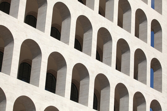 Square Colosseum in the EUR District in Rome, Lazio, Italy.