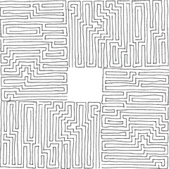 Abstract maze, labyrinth with entry and exit. Vector labyrinth. Manual labyrinth drawing. The game is a maze for fun.