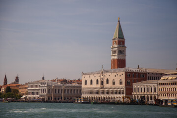 Fototapeta premium Venice, Italy - September 2020: Bay of Venice, view from the water to Venice