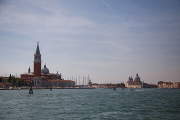 Fototapeta premium Venice, Italy - September 2020: Bay of Venice, view from the water to Venice