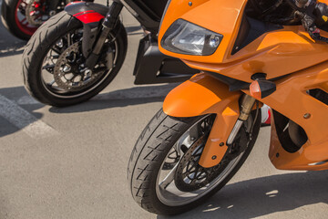 Motorcycles on parking in the city