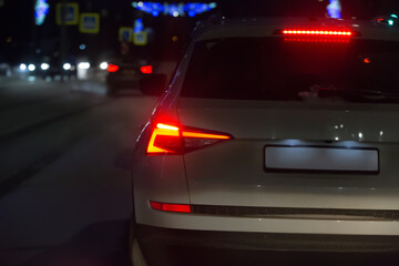 Plakat Car traffic at night on the road