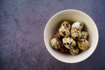Quail eggs in a bowl
