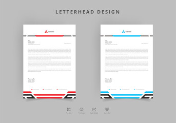 Corporate business letterhead with red and blue curvy shape Vector