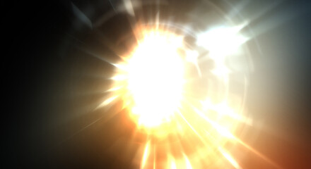 Dynamic moving burst of light. Beautiful shinning background of colorful lights. Vibrant energy display of a star with glowing light rays and particles.