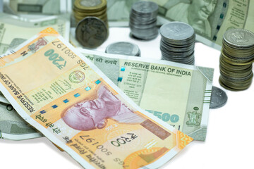 Indian Currency Rupee Notes and Coins