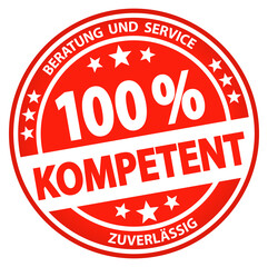 round business button - 100% competence (german)