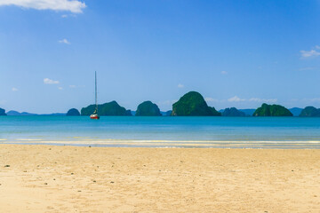 Beautiful idyllic seascape and white sand on Krabi province ,Thailand.Krabi - in southern Thailand is one of the most relaxing places on the planet.