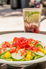 salad with juice ready to eat