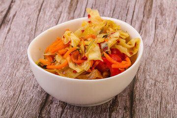 Spicy pickled cabbage with carrot