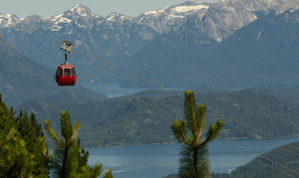 panoramic view of lake nahuel huapi and lake moreno from the cable car of cerro otto