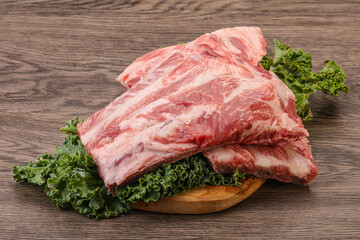 Raw pork ribs for cooking