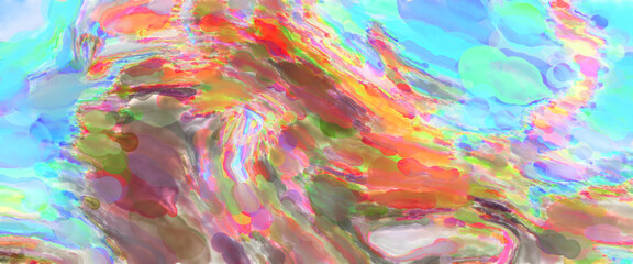 Contemporary art. Hand made painting. Modern artwork. Painting with brushstrokes of watercolor on surface. 2d illustration. Artistic background image. Abstract painting on canvas. Colorful texture.