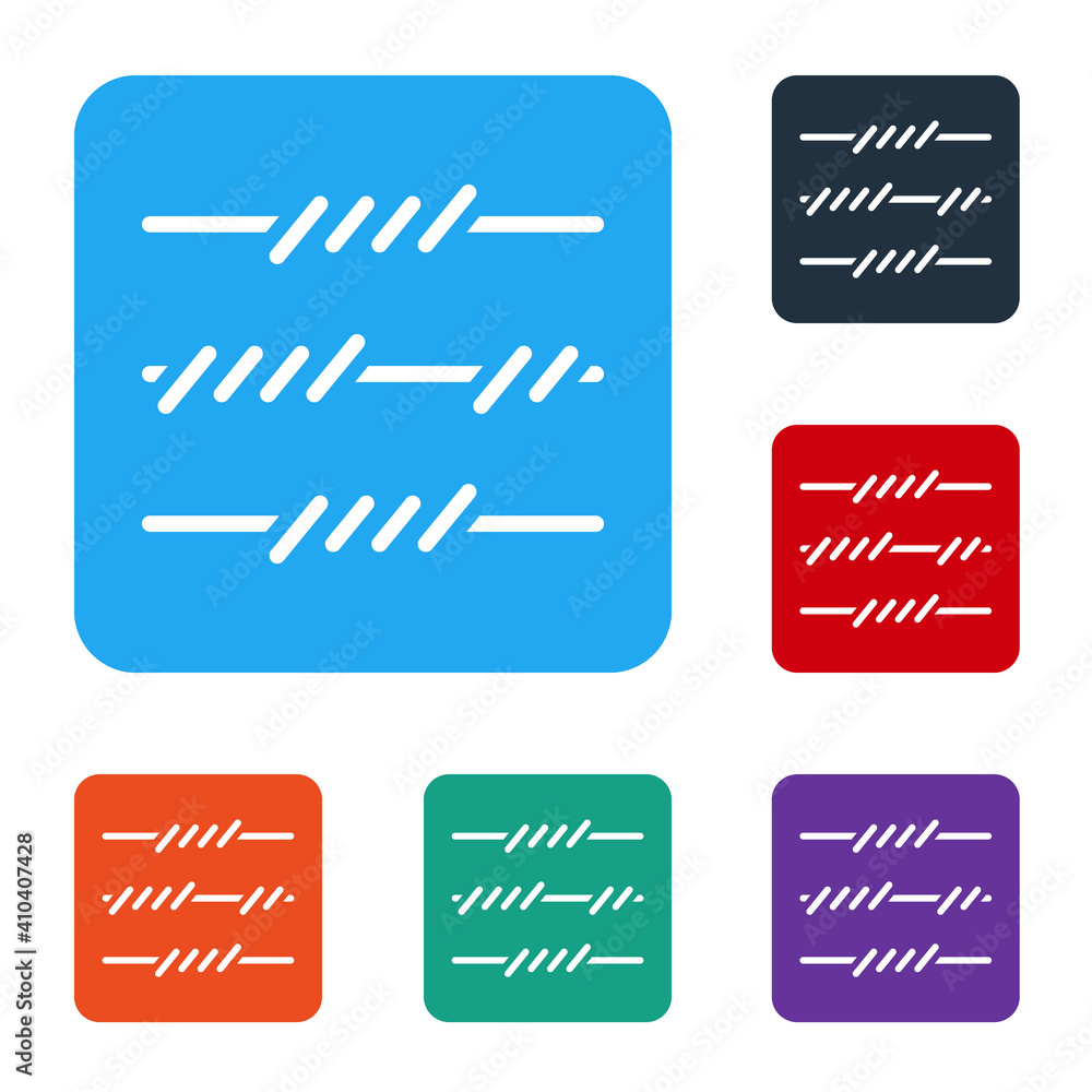 Poster white barbed wire icon isolated on white background. set icons in color square buttons. vector.