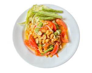 thai papaya salad in the top view