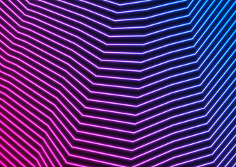 Blue purple tech geometric refracted neon lines abstract background. Vector design