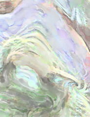 Modern brush strokes painting. Watercolor abstract painting with pastel colors. Soft color painted illustration of calming composition for poster, wall art, banner, card, book cover or packaging.