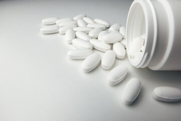 Fototapeta na wymiar medicines close up on white background