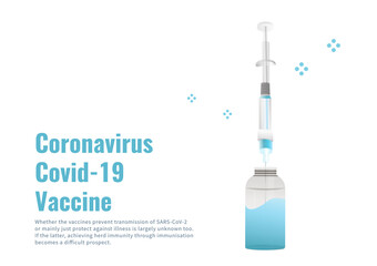 Coronavirus Covid-19 pandemic vaccine for human beings banner vector isolated on white background ep04