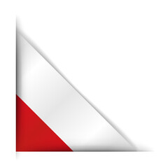 Poland flag. Realistic flag of Poland. Corner tape. Isolated on a white background. Vector illustration.
