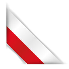 Poland flag. Realistic flag of Poland. Corner tape. Isolated on a white background. Vector illustration.