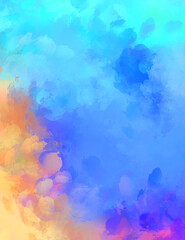 Obraz na płótnie Canvas 2D illustration of colorful brush strokes. Decorative texture painting. Vibrant paint pattern backdrop.
