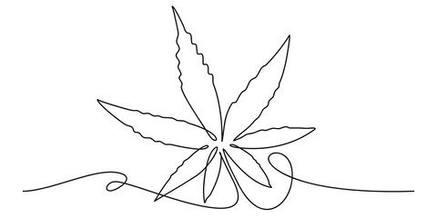 Abstract Line Art Sign Or Shape Of Cannabis Leaf Vector Illustration