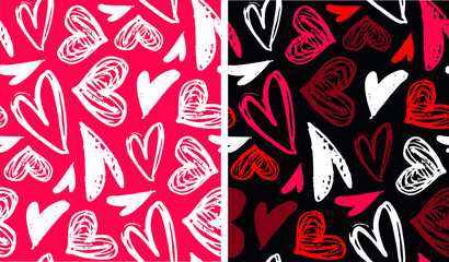 Naklejka premium Cute hand drawn doodle love pattern background with heart. Love you. Valentines Day - cute label art. T-shirt design