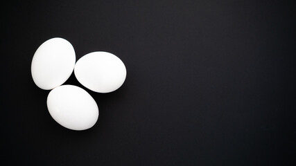 Fresh chicken eggs for breakfast man taking care of his health