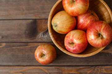 apples on wooden background