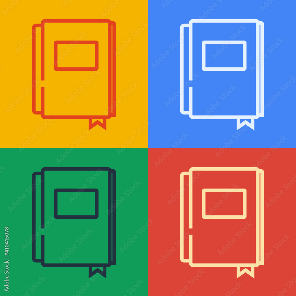 Poster pop art line book icon isolated on color background. vector.