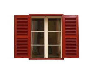 Window with shutters on the wall