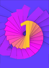 Colorful spiral number 1 background