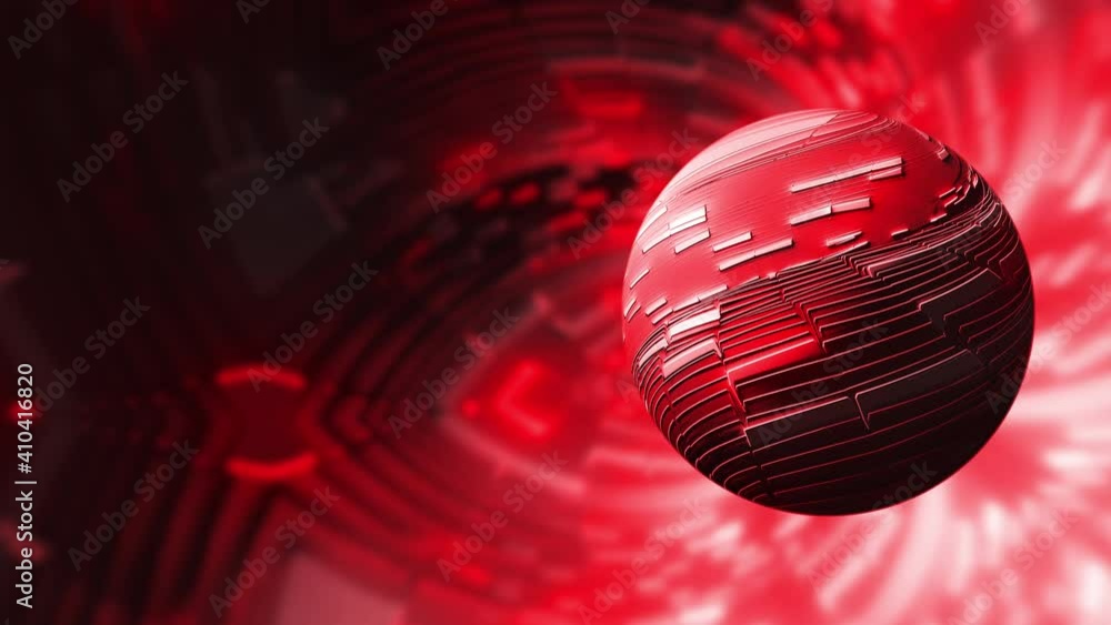 Poster abstract virtual reality motion science technology concept background, red color hi-tech circle sphe