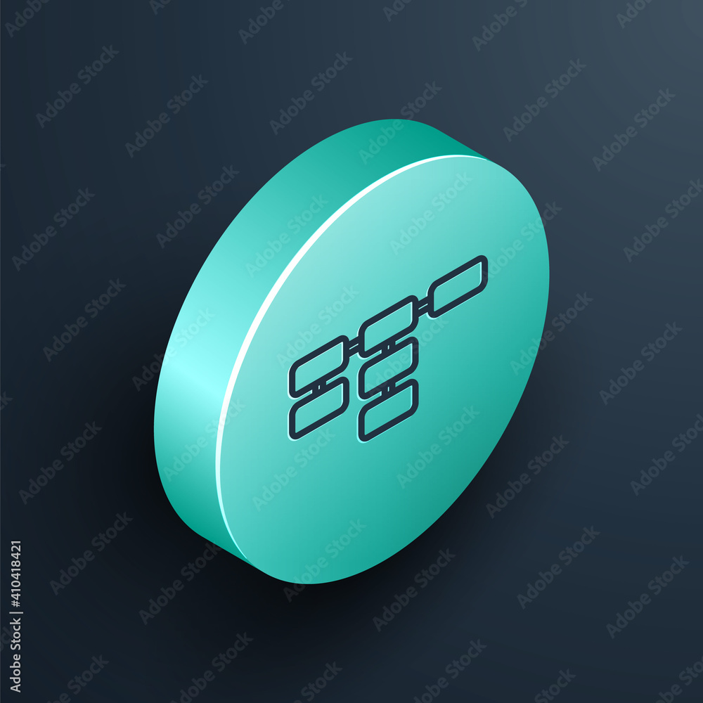 Aufkleber isometric line site map icon isolated on black background. turquoise circle button. vector.