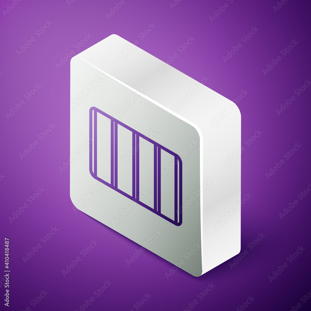 Poster isometric line color palette guide icon isolated on purple background. modular grid. silver square b