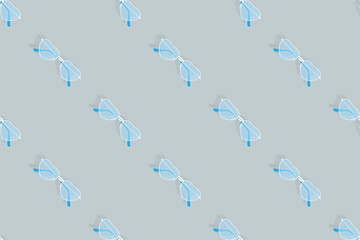 Fototapeta premium Glasses seamless pattern. Eyeglasses with heart-shaped lenses. 