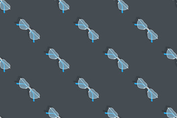 Glasses seamless pattern. Eyeglasses with heart-shaped lenses. 
