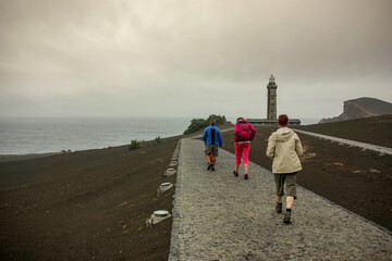 Capelinhos volcano, Faial island, Azores, lighthouse in the weste, recent eruption.