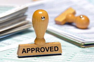 approved printed on rubber stamp